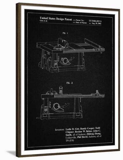 PP999-Vintage Black Porter Cable Table Saw Patent Poster-Cole Borders-Framed Premium Giclee Print