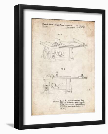 PP999-Vintage Parchment Porter Cable Table Saw Patent Poster-Cole Borders-Framed Giclee Print