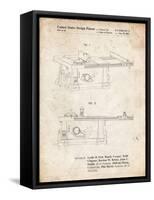 PP999-Vintage Parchment Porter Cable Table Saw Patent Poster-Cole Borders-Framed Stretched Canvas
