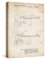 PP999-Vintage Parchment Porter Cable Table Saw Patent Poster-Cole Borders-Stretched Canvas