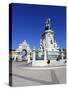 Praca Do Comercio with Equestrian Statue of Dom Jose and Arco Da Rua Augusta, Lisbon, Portugal-Stuart Black-Stretched Canvas