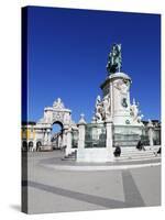 Praca Do Comercio with Equestrian Statue of Dom Jose and Arco Da Rua Augusta, Lisbon, Portugal-Stuart Black-Stretched Canvas
