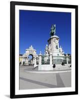 Praca Do Comercio with Equestrian Statue of Dom Jose and Arco Da Rua Augusta, Lisbon, Portugal-Stuart Black-Framed Photographic Print