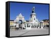 Praca Do Comercio with Equestrian Statue of Dom Jose and Arco Da Rua Augusta, Lisbon, Portugal-Stuart Black-Framed Stretched Canvas