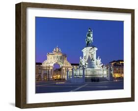 Praca Do Comercio with Equestrian Statue of Dom Jose and Arco Da Rua Augusta, Lisbon, Portugal-Stuart Black-Framed Photographic Print