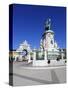 Praca Do Comercio with Equestrian Statue of Dom Jose and Arco Da Rua Augusta, Lisbon, Portugal-Stuart Black-Stretched Canvas