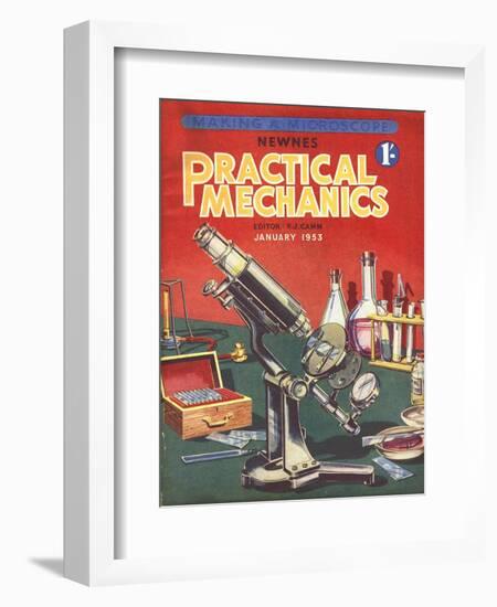 Practical Mechanics, Microscopes, Chemistry Sets Magazine, UK, 1953-null-Framed Giclee Print