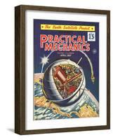 Practical Mechanics, Visions of the Future, Satellites and Space Exploration Magazine, UK, 1950-null-Framed Giclee Print