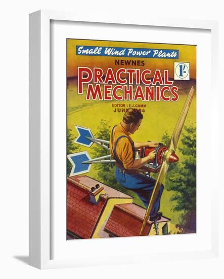 Practical Mechanics, Wind Power Turbine Global Warming Alternative Magazine, UK, 1954-null-Framed Giclee Print