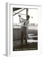 Practice Makes Perfect, Golfing-null-Framed Art Print