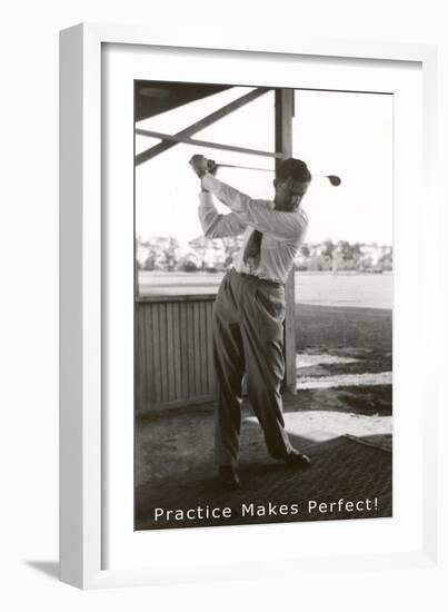 Practice Makes Perfect, Golfing-null-Framed Art Print