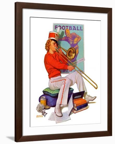 "Practicing the Trombone,"October 10, 1936-Revere F. Wistehoff-Framed Giclee Print