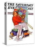 "Practicing the Trombone," Saturday Evening Post Cover, October 10, 1936-Revere F. Wistehoff-Stretched Canvas