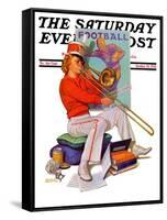 "Practicing the Trombone," Saturday Evening Post Cover, October 10, 1936-Revere F. Wistehoff-Framed Stretched Canvas