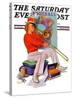 "Practicing the Trombone," Saturday Evening Post Cover, October 10, 1936-Revere F. Wistehoff-Stretched Canvas