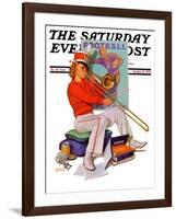 "Practicing the Trombone," Saturday Evening Post Cover, October 10, 1936-Revere F. Wistehoff-Framed Giclee Print