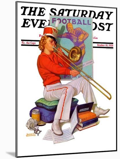 "Practicing the Trombone," Saturday Evening Post Cover, October 10, 1936-Revere F. Wistehoff-Mounted Giclee Print