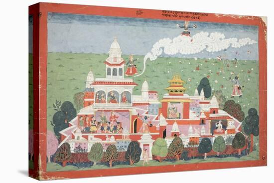 Pradyumna Enters the Palace of the Demon Sambar and Challenges him, page from the Bhagavata Purana-Nepalese School-Stretched Canvas