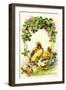 Präge Fröhliche Ostern, Küken, Kleeblätter, Schale-null-Framed Giclee Print