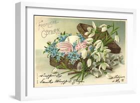 Präge Frohe Ostern, Ostereier Im Korb, Blumen-null-Framed Giclee Print