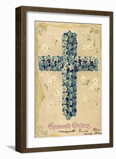 Präge Glückwunsch Ostern, Blüten in Kreuzform-null-Framed Giclee Print