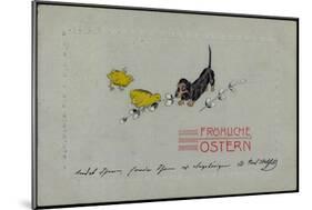Präge Glückwunsch Ostern, Dackel Mit Küken, Zweige-null-Mounted Giclee Print
