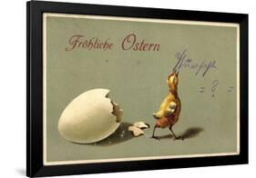 Präge Glückwunsch Ostern, Geschlüpftes Küken, Schale-null-Framed Giclee Print
