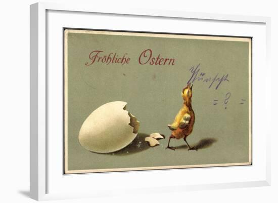 Präge Glückwunsch Ostern, Geschlüpftes Küken, Schale-null-Framed Premium Giclee Print