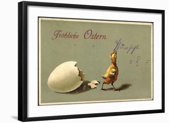 Präge Glückwunsch Ostern, Geschlüpftes Küken, Schale-null-Framed Premium Giclee Print