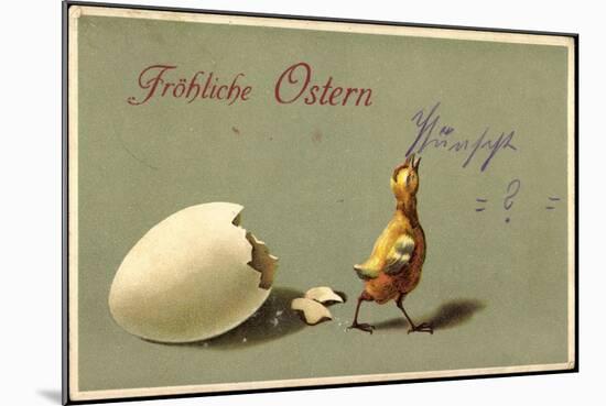 Präge Glückwunsch Ostern, Geschlüpftes Küken, Schale-null-Mounted Premium Giclee Print