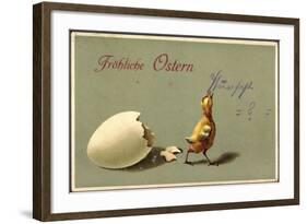 Präge Glückwunsch Ostern, Geschlüpftes Küken, Schale-null-Framed Giclee Print