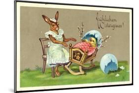 Präge Glückwunsch Ostern, Hase Schaukelt Küken-null-Mounted Giclee Print