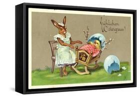 Präge Glückwunsch Ostern, Hase Schaukelt Küken-null-Framed Stretched Canvas