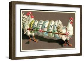 Präge Glückwunsch Ostern, Hennen Tragen 6 Ostereier-null-Framed Giclee Print