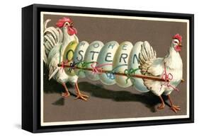 Präge Glückwunsch Ostern, Hennen Tragen 6 Ostereier-null-Framed Stretched Canvas