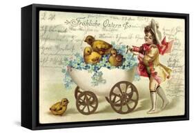 Präge Glückwunsch Ostern, Küken, Ei Kinderwagen-null-Framed Stretched Canvas