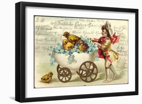 Präge Glückwunsch Ostern, Küken, Ei Kinderwagen-null-Framed Giclee Print