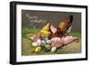 Präge Glückwunsch Ostern, Küken Mit Eiern, Henne-null-Framed Giclee Print