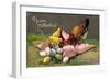 Präge Glückwunsch Ostern, Küken Mit Eiern, Henne-null-Framed Giclee Print