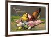 Präge Glückwunsch Ostern, Küken Mit Eiern, Henne-null-Framed Giclee Print