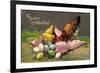 Präge Glückwunsch Ostern, Küken Mit Eiern, Henne-null-Framed Giclee Print