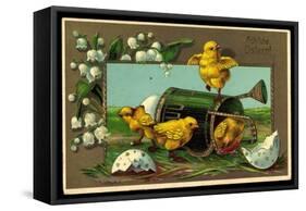 Präge Glückwunsch Ostern, Küken Mit Gießkanne-null-Framed Stretched Canvas