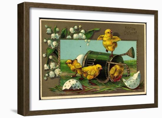 Präge Glückwunsch Ostern, Küken Mit Gießkanne-null-Framed Giclee Print