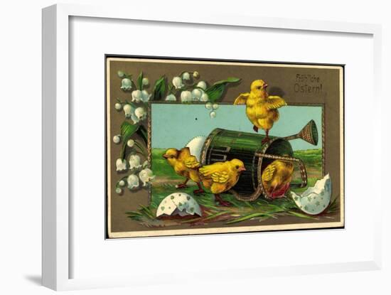 Präge Glückwunsch Ostern, Küken Mit Gießkanne-null-Framed Giclee Print