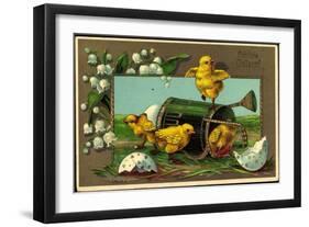 Präge Glückwunsch Ostern, Küken Mit Gießkanne-null-Framed Giclee Print