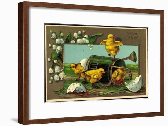 Präge Glückwunsch Ostern, Küken Mit Gießkanne-null-Framed Giclee Print