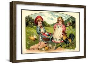 Präge Glückwunsch Ostern, Küken, Ostereier, Pärchen-null-Framed Giclee Print