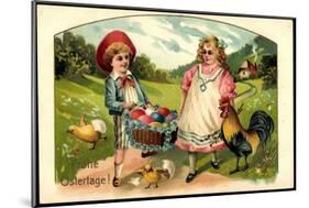 Präge Glückwunsch Ostern, Küken, Ostereier, Pärchen-null-Mounted Giclee Print