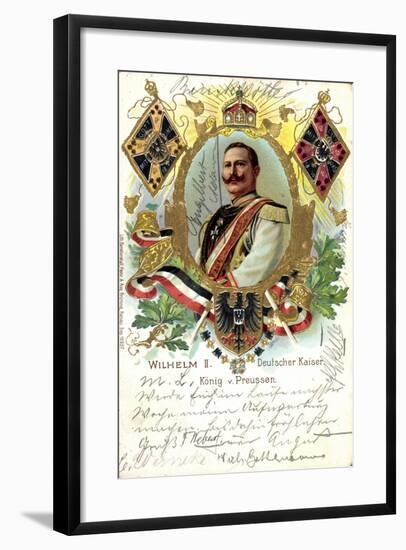 Präge Litho Deutscher Kaiser Wilhelm II V Preußen-null-Framed Giclee Print