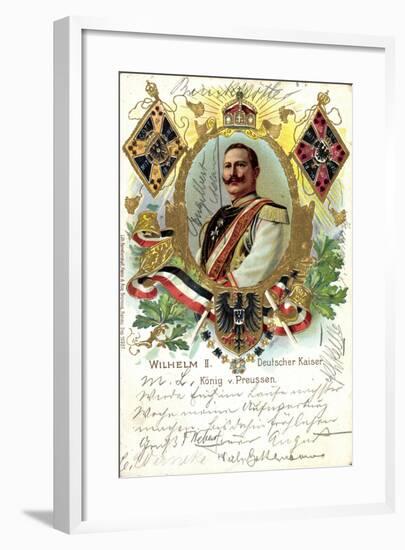 Präge Litho Deutscher Kaiser Wilhelm II V Preußen-null-Framed Giclee Print